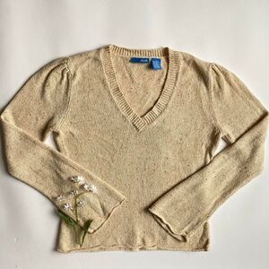 Y2K tan speckled sweater
